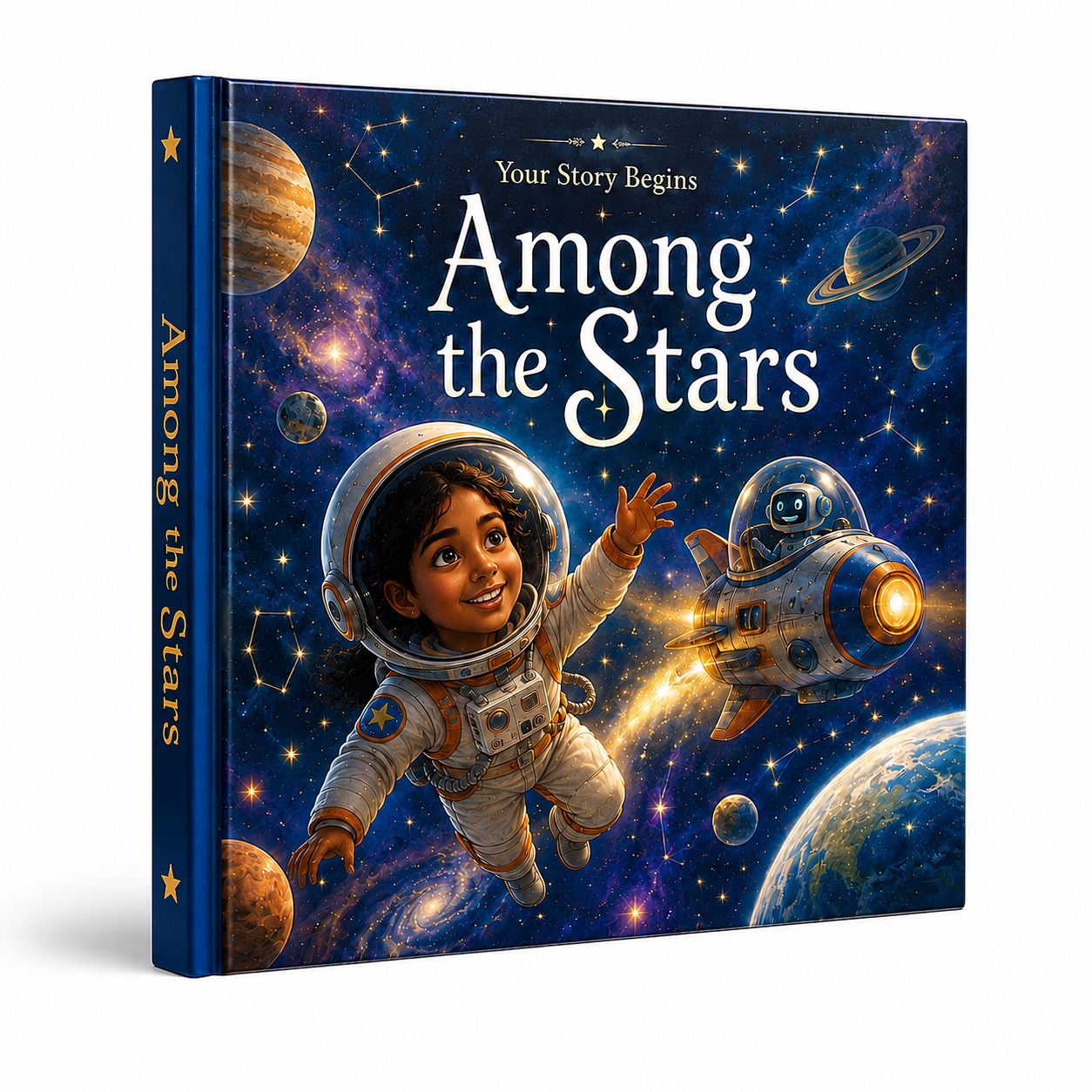 Among the Stars personalised space book example