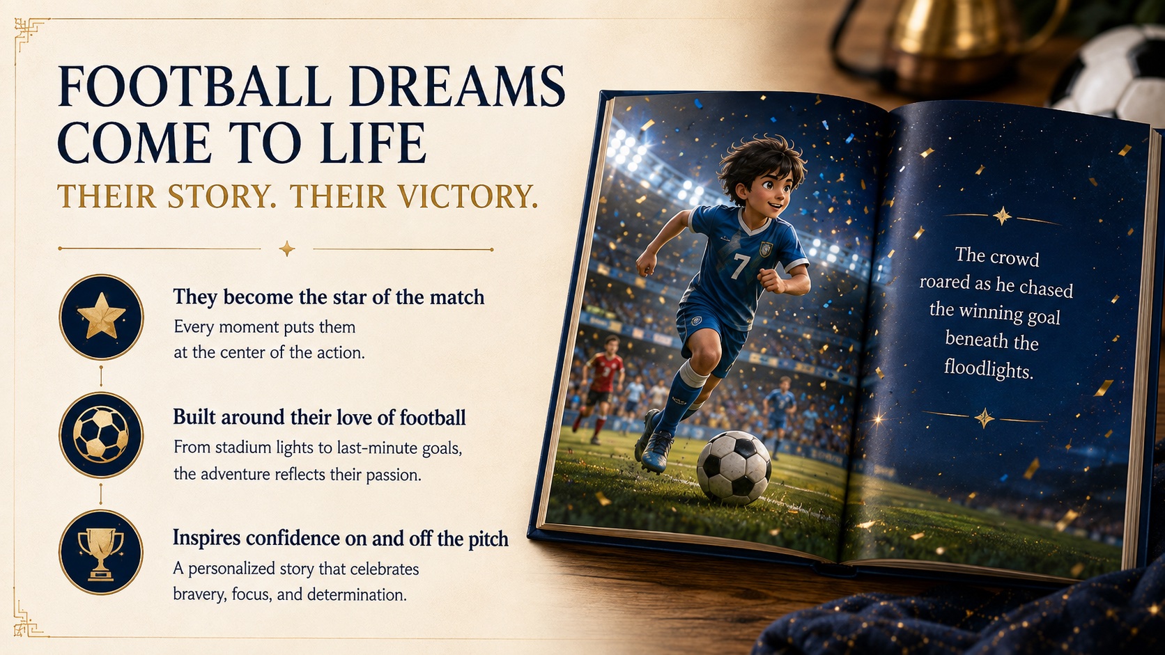 Football dreams come to life in a personalised illustrated football story